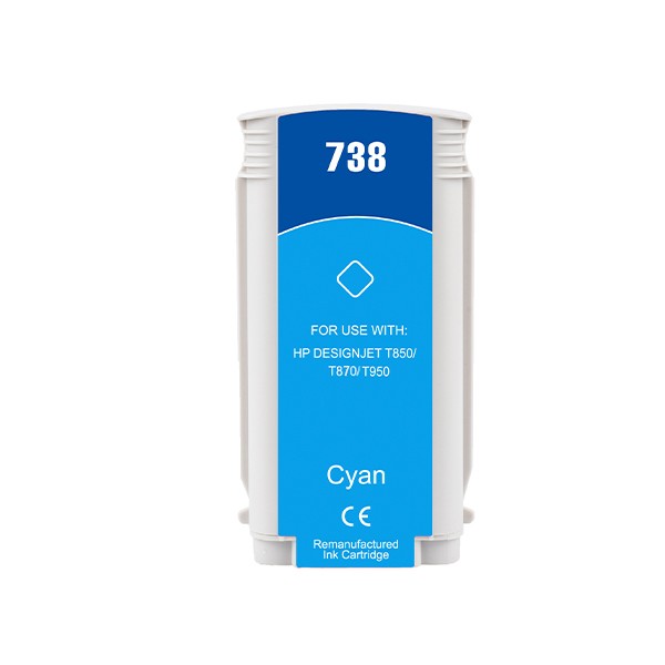 [HP738C] 130ML Cyan Reman HP DesignJet T850,T870,XT870,XT950#498N5A