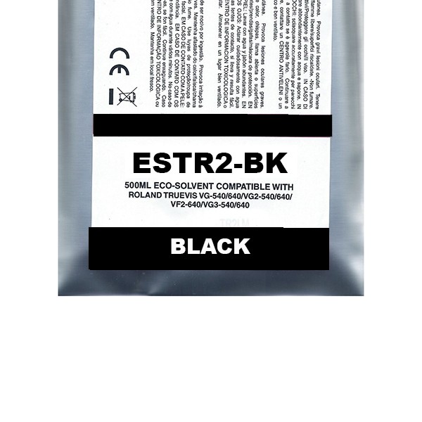 [ESTR2-BK] Black Pigment Eco-Solvent Ink Bag Compa Roland TrueVIS SG2,VG2,VF2,SG3,VG3#500ML