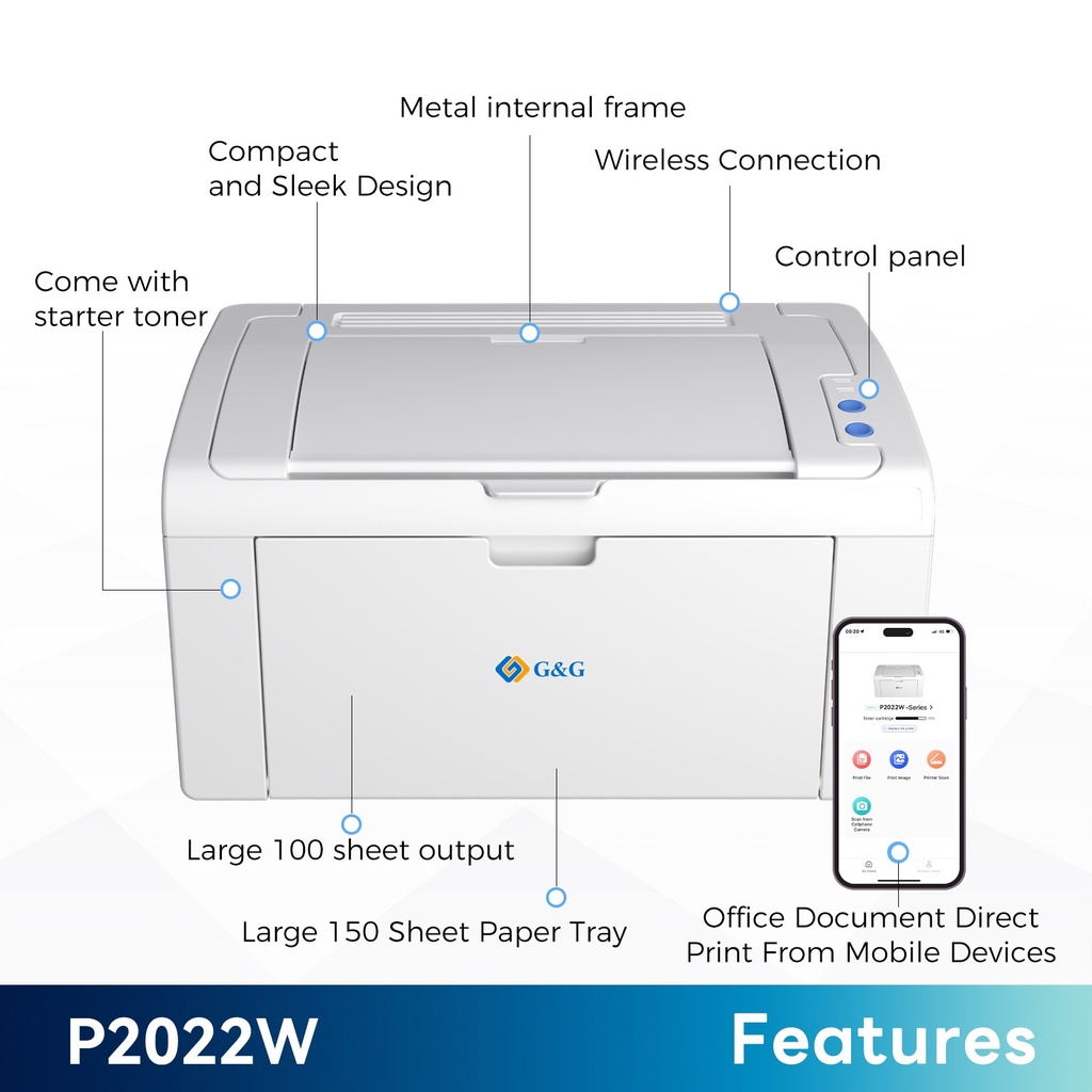[GGP2022W] G&G P2022W Single Funzione A4 22ppm  Wi-Fi