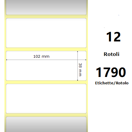 [ZE800264-155] White 102x38mm,1790 Et/Rotolo Z-2000D, 4x1.5x1Core,circonferenza 111mm