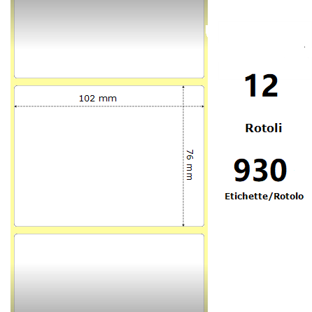 [ZE800264-305] White 102x76mm, 930 Et/Rotolo Z-2000D 4x3x1 Core,circonferenza 111mm