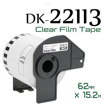 [NCDK22113] Clear 62mmX15.24m Compa Brother P-Touch QL1000,1050,1060,820