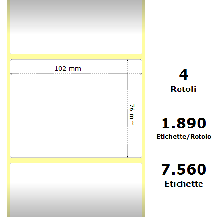 White 102x76mm,1890 Et/Rotolo Z-2000D, 4x3x3 Core,circonferenza 174mm