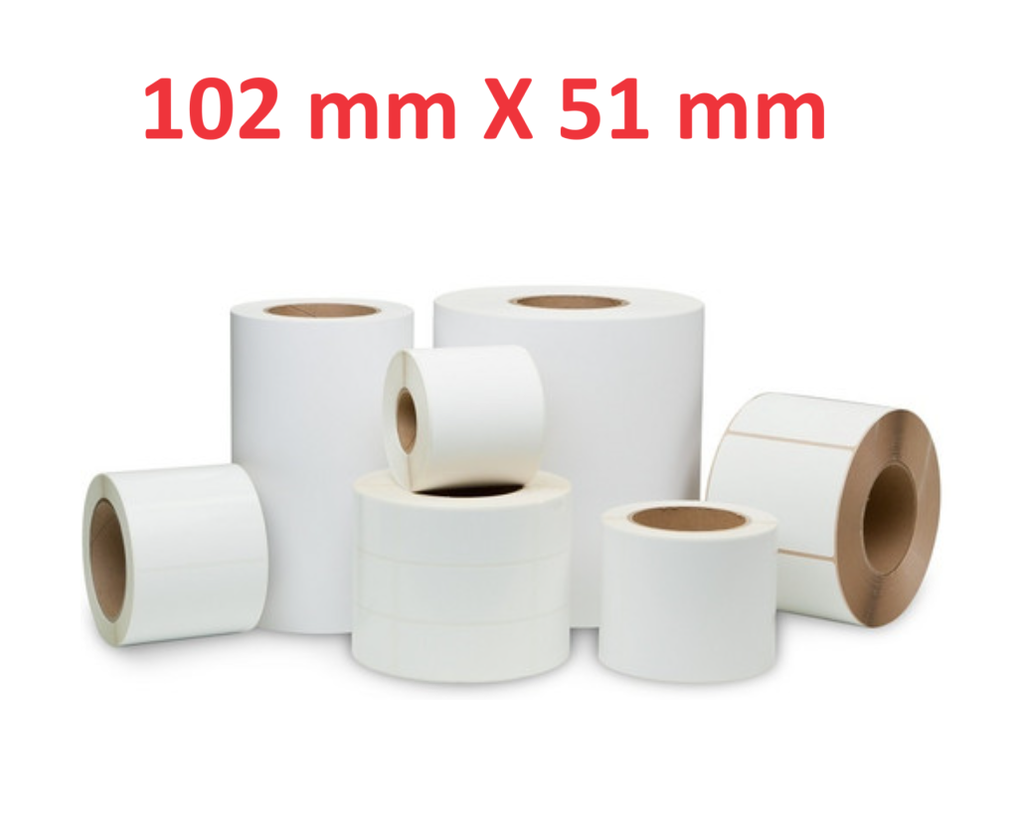 [JICH102X51WT] Opaco White Roll Adesivo 102mm x 51mm, 650 labels,Diametro 40mm Ad inchiostro