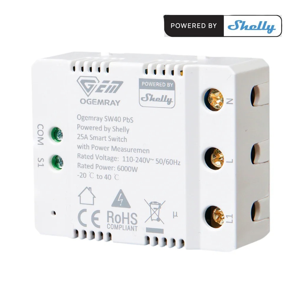[SH-OGR25] Shelly Ogemray Smart Relay 25A - relay intelligente Ogemray 25A + PM
