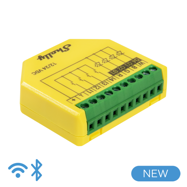 [SH-PLUSRGBWPM] Shelly Plus RGBW PM - Controller Strisce LED WiFI/BT 12-24DC RGBW + PM