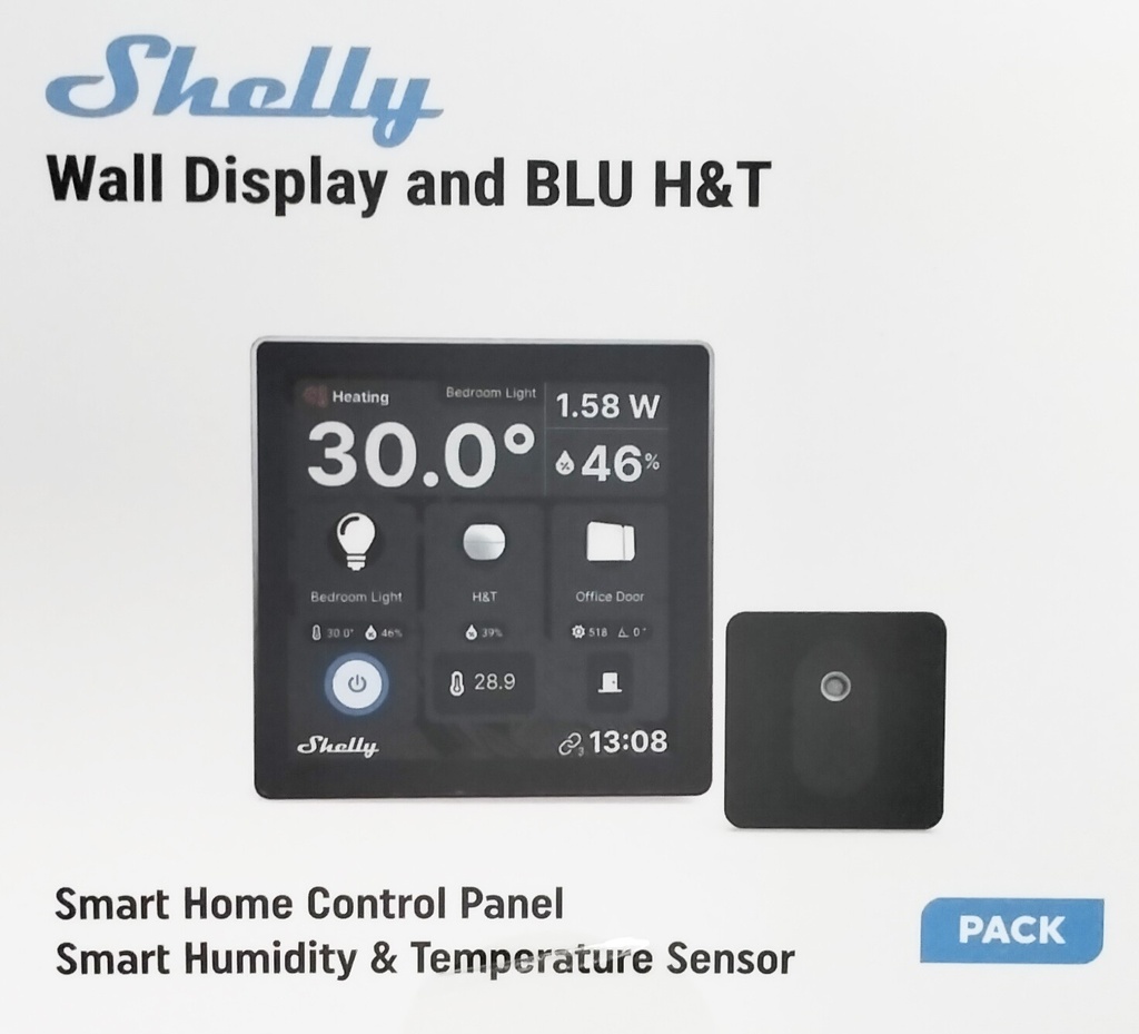 [SH-WALLBKIT] Shelly Wall Display + Sensore H&T - Pannello con Display touch Nero