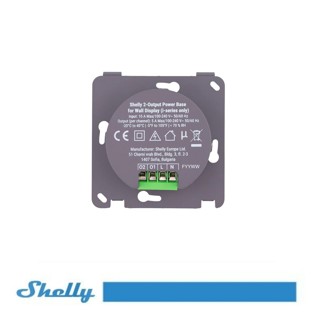 Shelly base di alimentazione a 2 uscite per Shelly Wall Display (serie i)