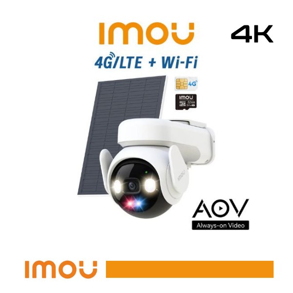 Imou Kit Telecamera AOV PT a batteria 8Mp 4K Kit Wi-FI + 4G con SIM inclusa