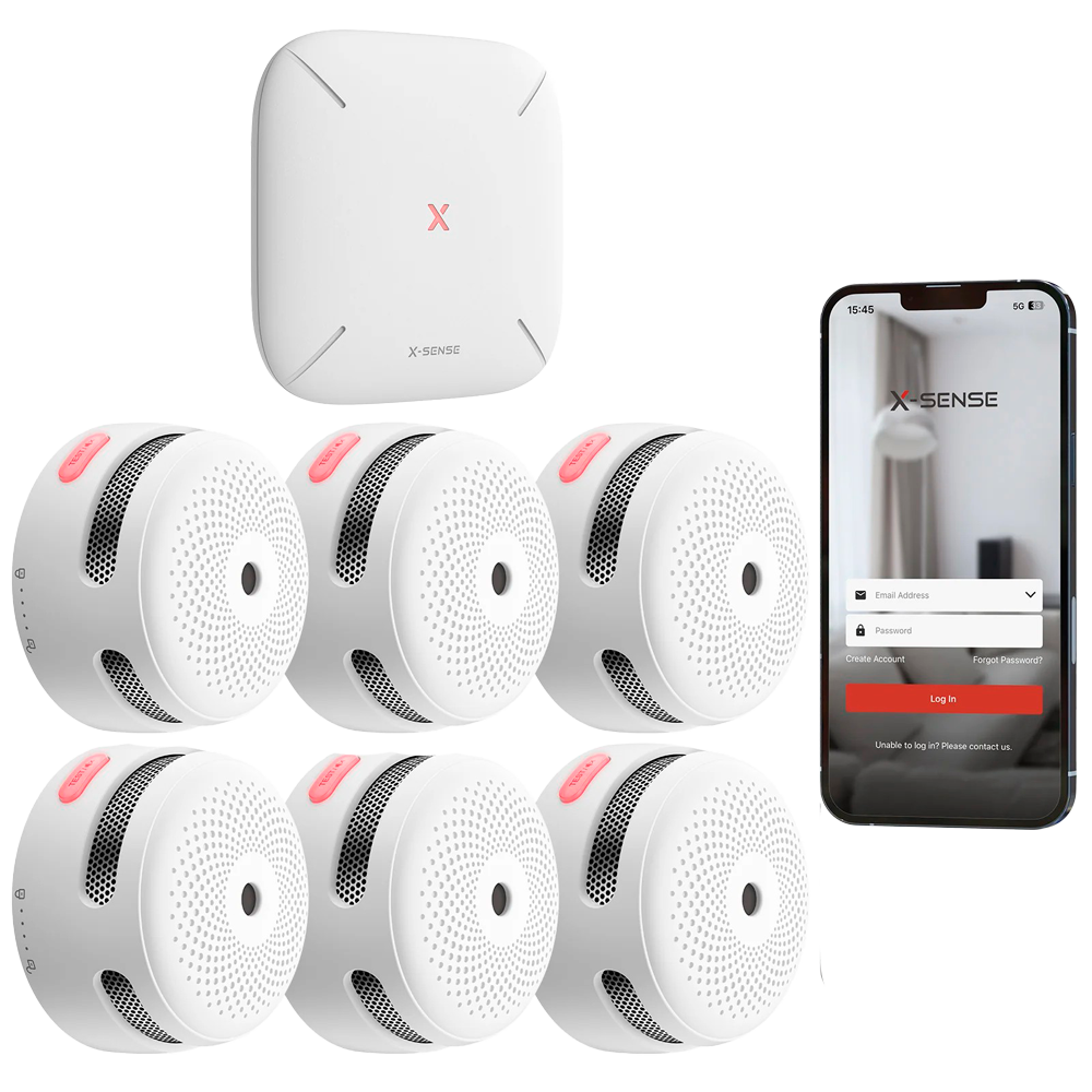 [XS-FS61] X-Sense KIT 6x Sensori Fumo Link+PRO a batteria sostituibile con centralina RF
