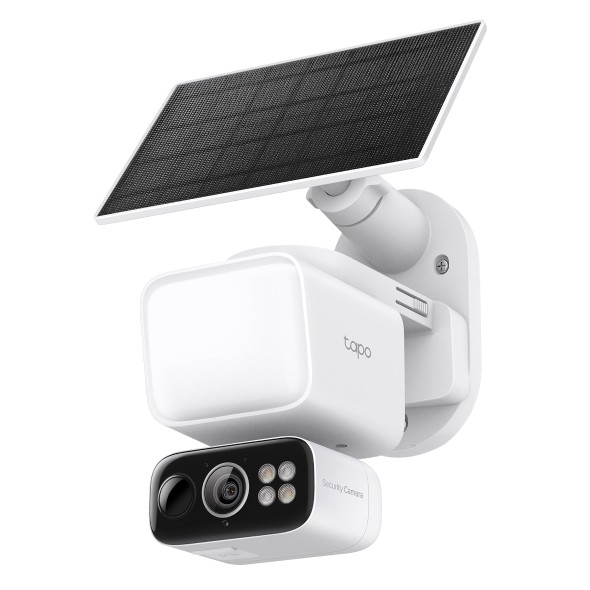 Tapo Kit Telecamera 2K Outdoor Wi-Fi + Pannello Solare, Faretto 800lm e AI Tracking 360°