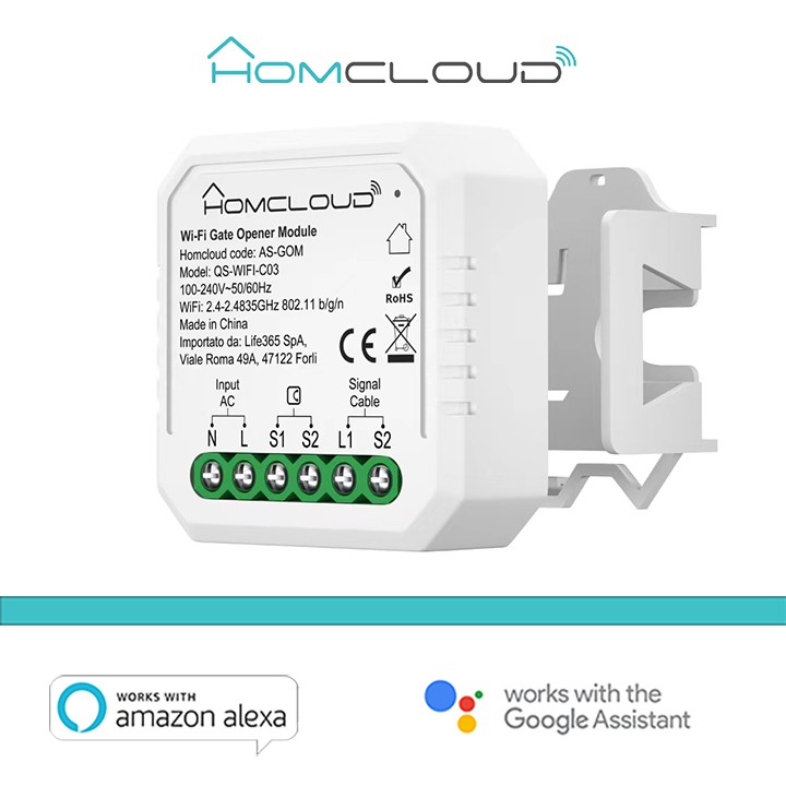 [AS-GOM] Modulo Cancelli/Garage ed Elettroserrature Wi-Fi 1CH incasso