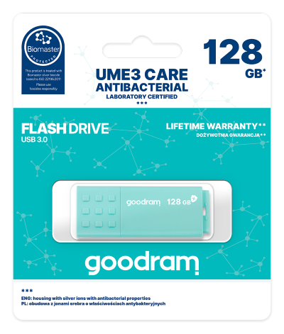 GoodRAM Pendrive 128GB UME3 CARE - ANTIBATTERICA - USB 3.0 - UME3-1280CRR11