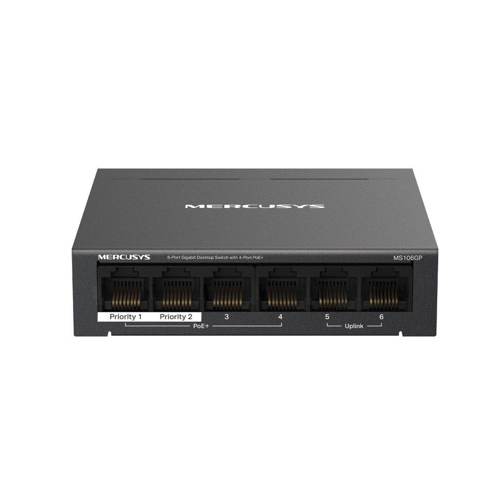 [MS-MS106GP] Mercusys 6-Port Gigabit Desktop Switch with 4-Port PoE+ MS106GP