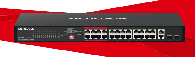 [MS-MS126CP] 24-Port 10/100Mbps + 2-Port Gigabit Rackmount Switch with 24-Port PoE+