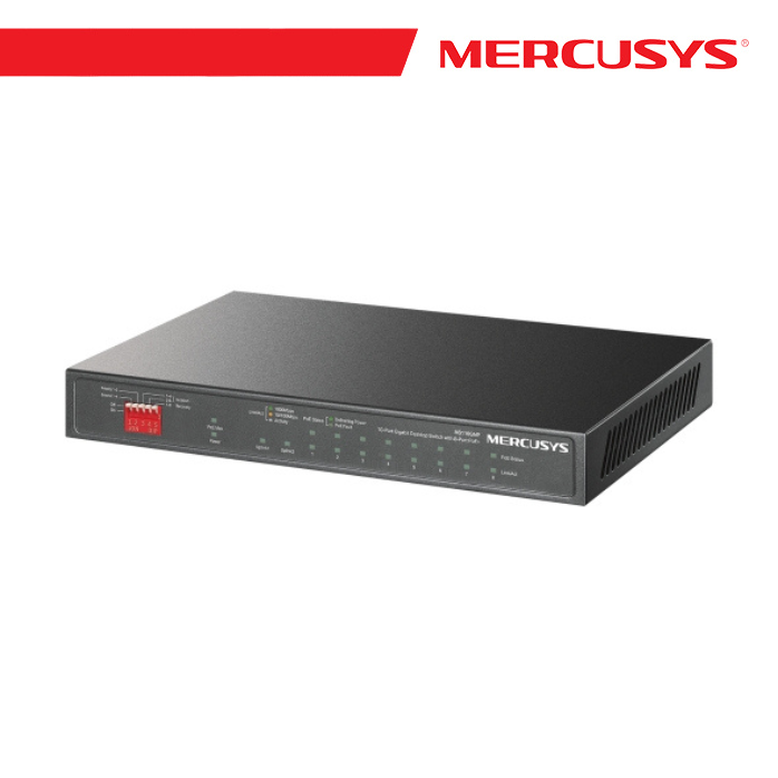 [MS-MS110GMP] Mercusys 10-Port Gigabit Desktop Switch with 8-Port PoE+ - MS110GMP