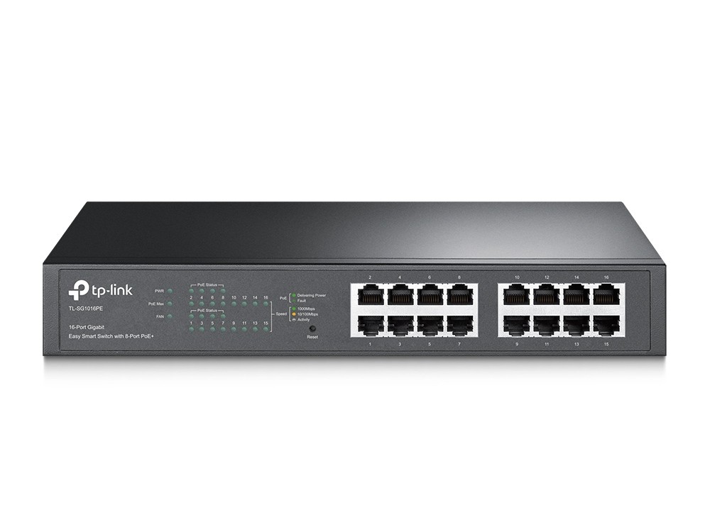[TL-SG1016PE] Switch 16 Porte Gbit 8 PoE 110W rack TP-Link TL-SG1016PE