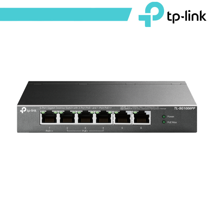 [TL-SG1006PP] Switch Desktop 6 Porte Gigabit di cui 3 PoE+ e 1 PoE++