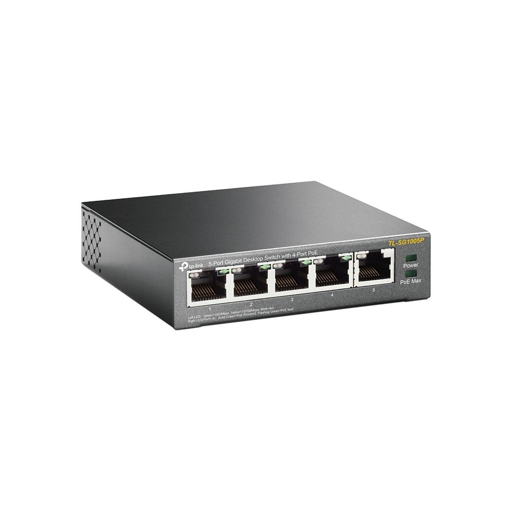 [TL-SG1005P] TP-Link Switch PoE Gigabit 5 porte, 4 porte PoE, Max 56W - TL-SG1005P