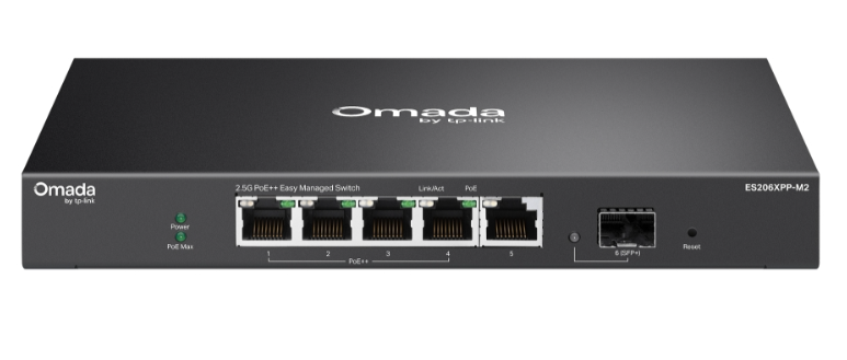 Omada 5-Port 2.5GBASE-T and 1-Port 10GE SFP+ Easy Managed Switch with 4-Port PoE