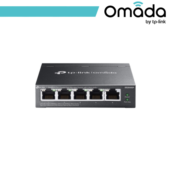 Omada Switch Easy Managed 5 porte Gigabit con 4 porte PoE+ - ES205GP