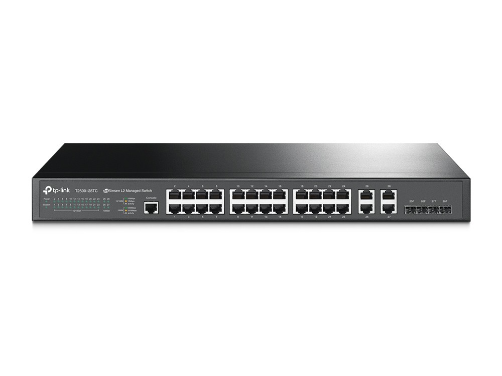 [TL-T2500-28TC] TP-Link Switch Managed L2 24 Porte + 4 Porte Gbit Combo - T2500-28TC
