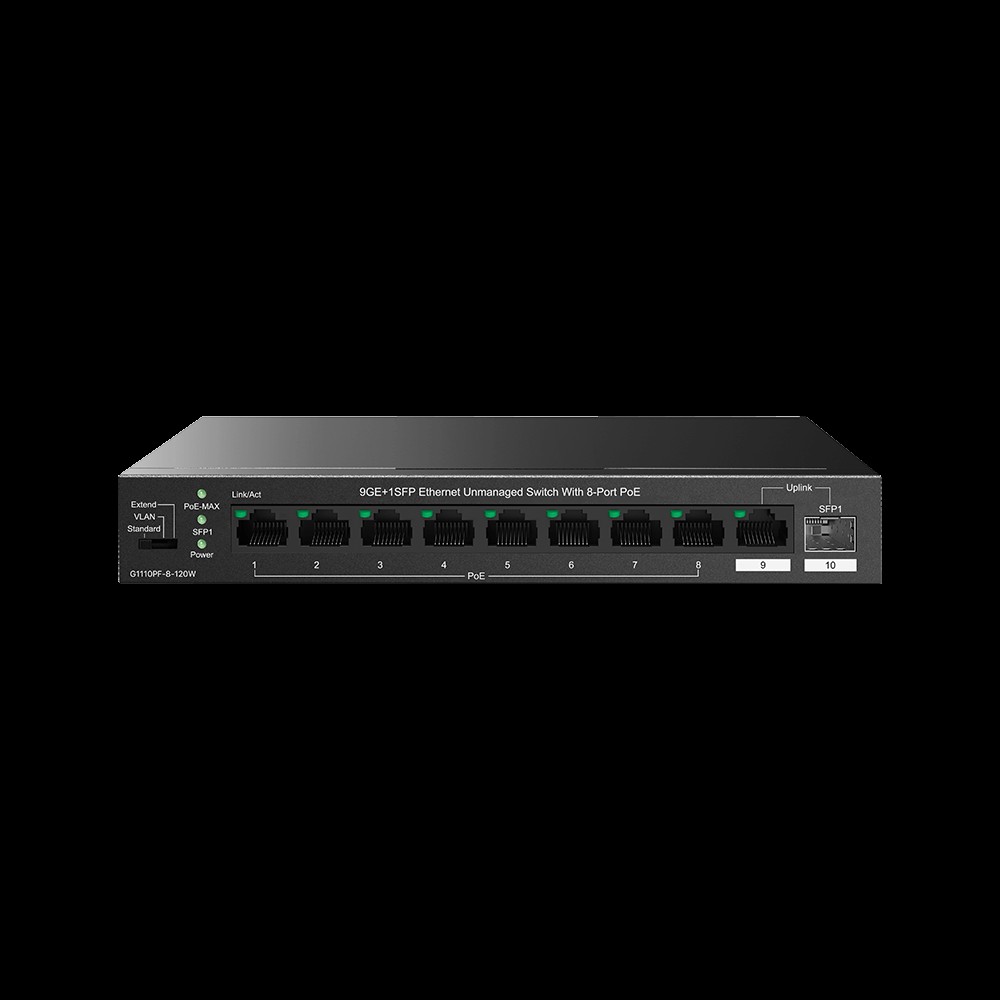 IP-COM Switch Gigabit PoE -10 porte(8 GE PoE + 1 GE + 1 SFP 1G) | G1110PF-8-120W