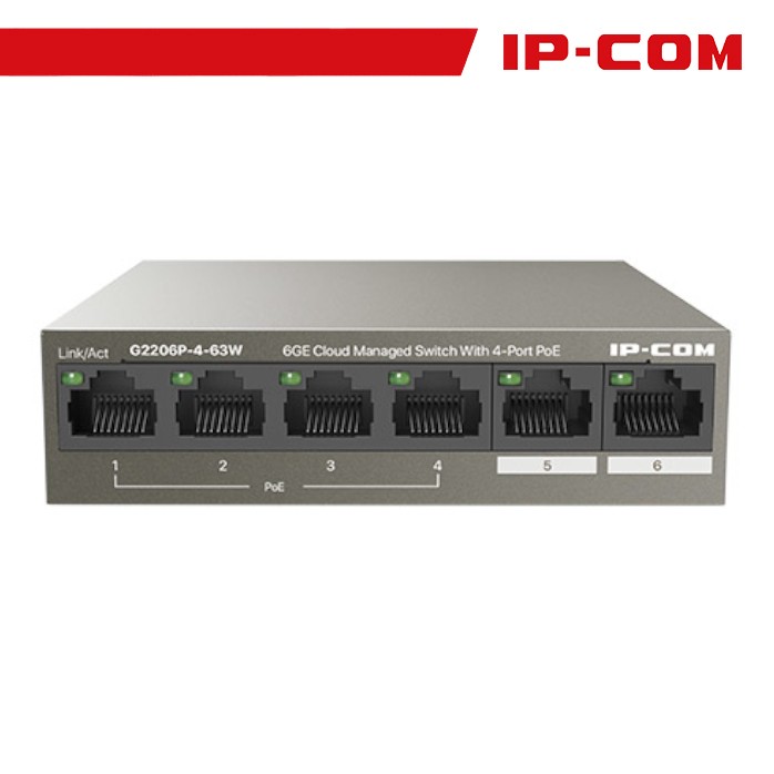 [IC-G2206P-63] IP-COM Switch Gigab PoE cloud managed L2-6 port(4GE PoE+2GE)ProFi | G2206P-4-63W