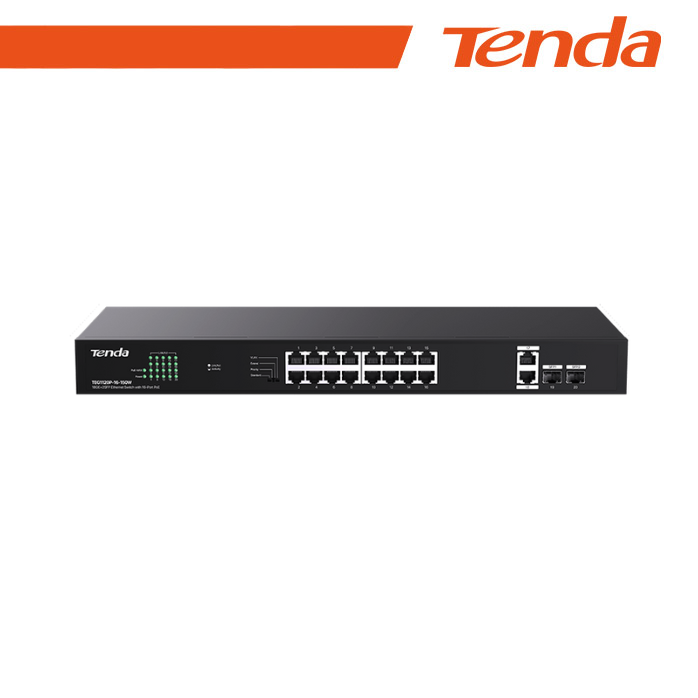 Tenda Switch Gigabit PoE - 20 porte (16 GE PoE + 2 GE + 2 SFP) | TEG1120P-16-150W