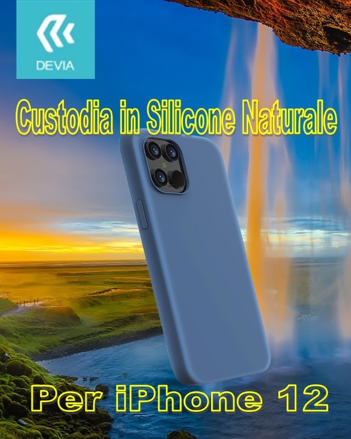 [DENS12P493A] Cover in Silicone Waterproof per iPhone 12 & 12 Pro Blu