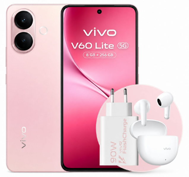 [DSVIV60LI256V] Vivo V60 Lite 5G Special Pack Pink + Buds Air 3 e Alimentatore