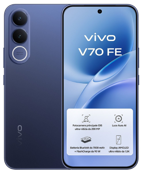 [DSVIV70FE256BL] Vivo V70 FE Special Edition 8+256GB Ocean Blue + Bud Air 3 e alimentatore