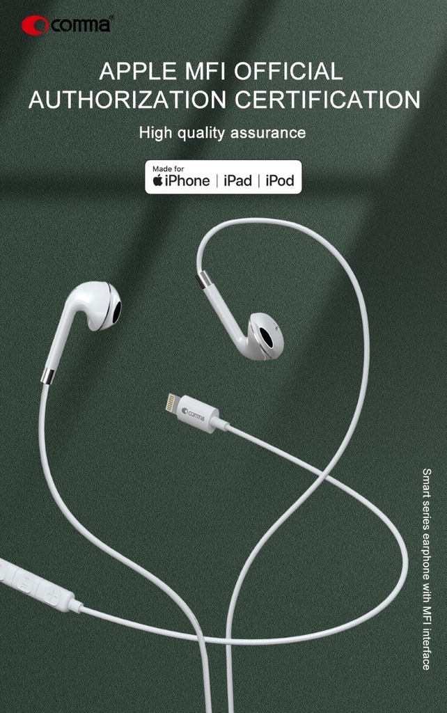 Auricolari Comma Apple Lightning Certificati MFI Voce/Musica