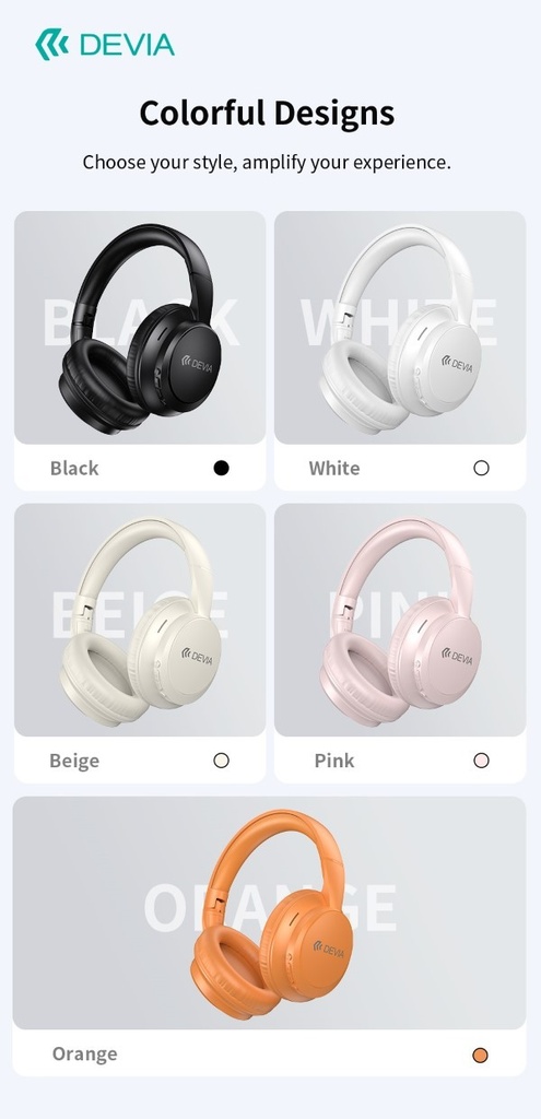 Lite1 Cuffie Over-Ear Wireless ad Alta Autonomia con Audio AAC e Ricarica Type-C Nere