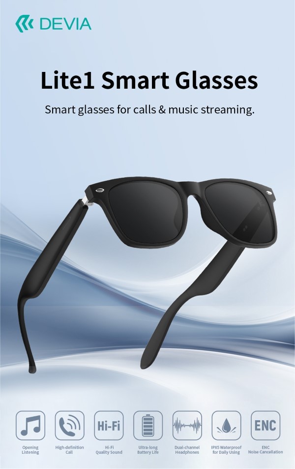 [DEL1SG146B] Lite1 Occhiali Auricolari Open-Ear con Cancellazione Rumore ENC e BT 5.4