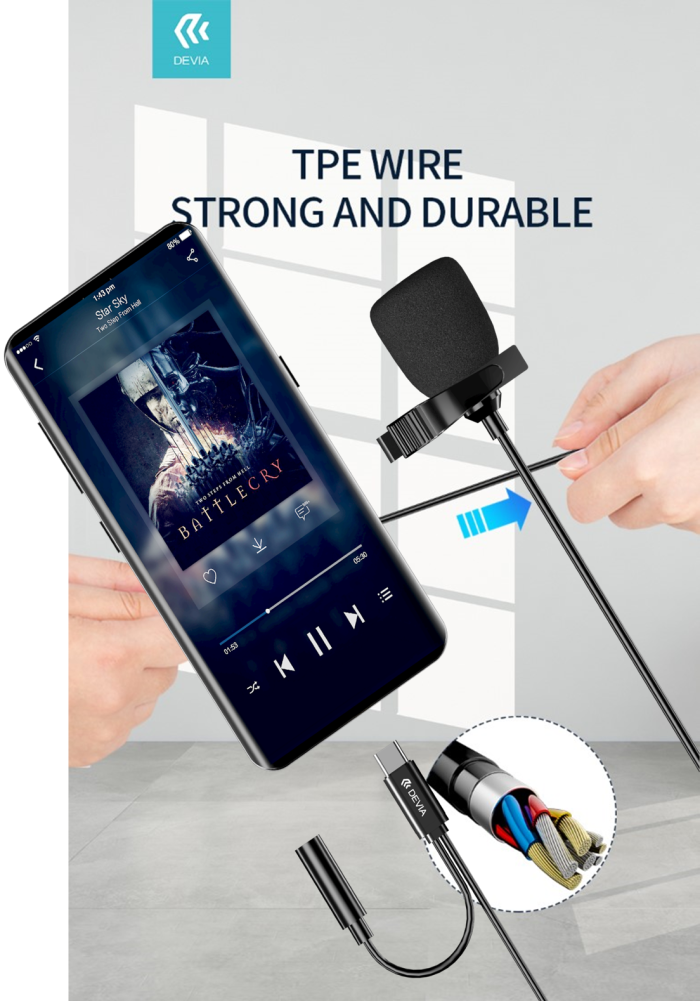 [DEMICTC076] Microfono per Smartphone a filo con connettore Tipo-C