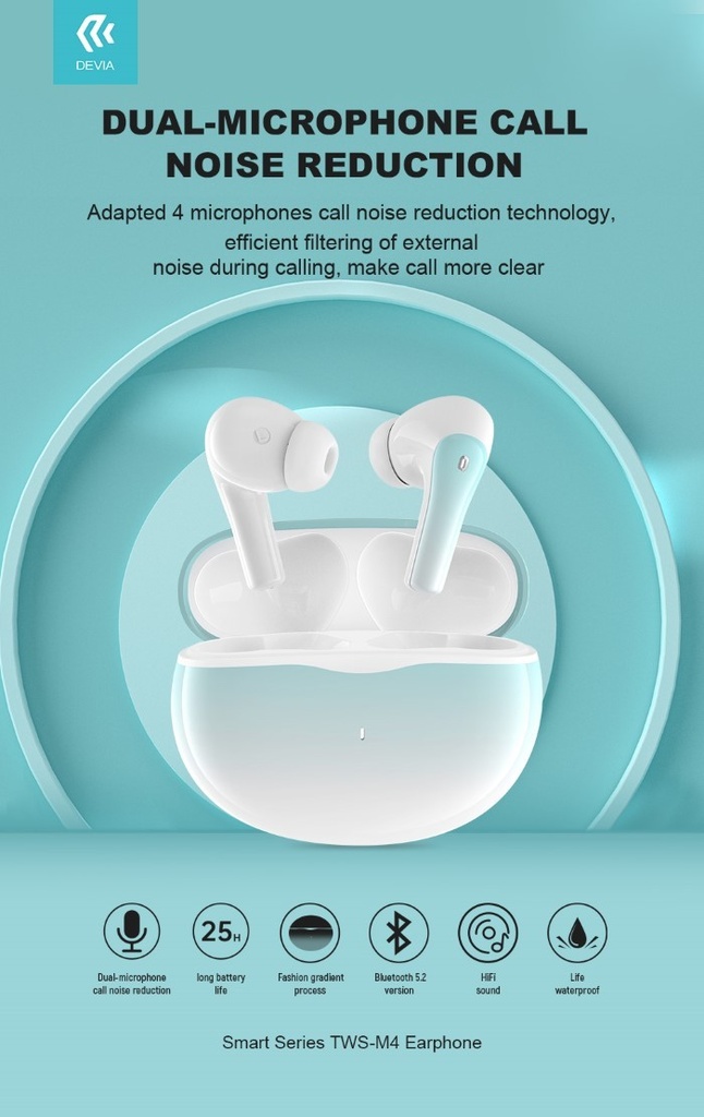 [DETWSM497V] Auricolare TWS wireless EM412 con ENC TWS-M4 Bluetooth V.5,2