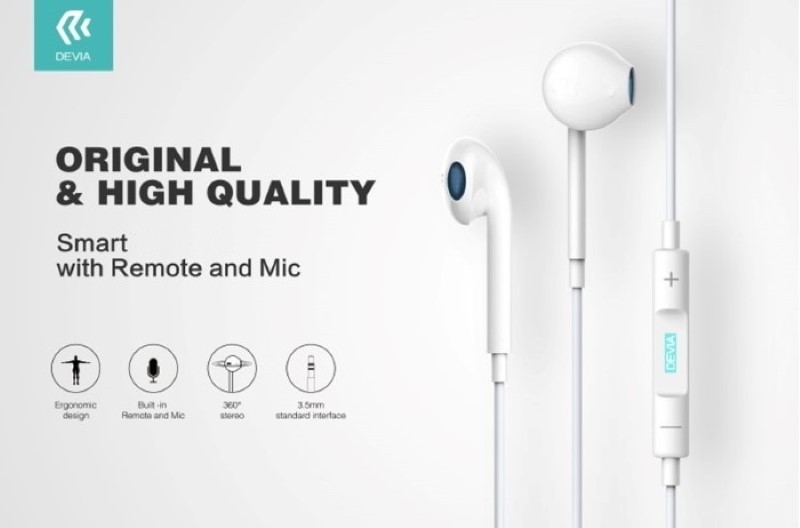 [DESMEP077W] Auricolari Devia Smart con Mic e Controllo 1.2 mt Bianco
