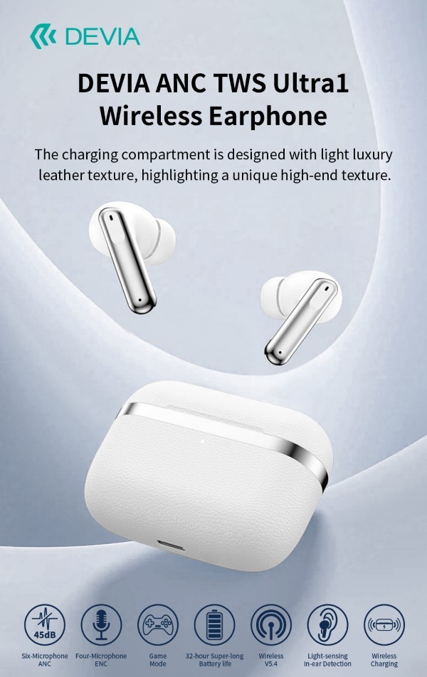 Auricolari carica wireless ANC TWS Ultra1 annullamento rumore esterno Bianchi