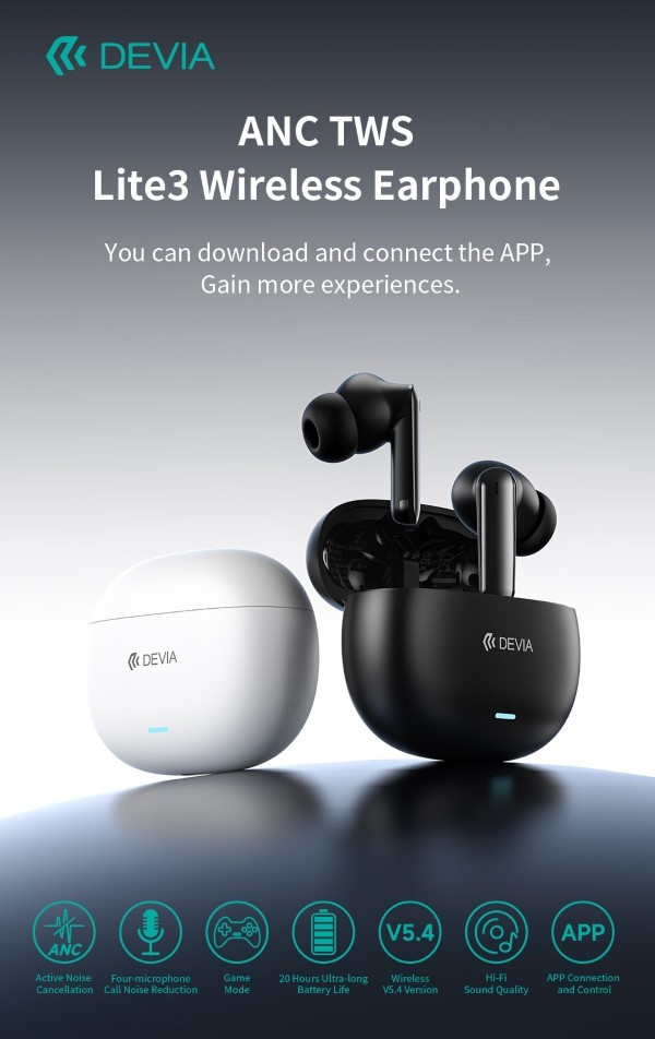 [DETWSL3942W] Auricolari wireless ANC TWS Lite3 Bluetooth 5.4 Bianchi
