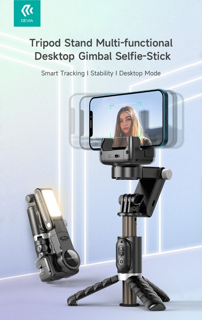 [DEQ18TG823] Asta selfie Q18 con Treppiede Gimbal 2D Telecomando e Luce