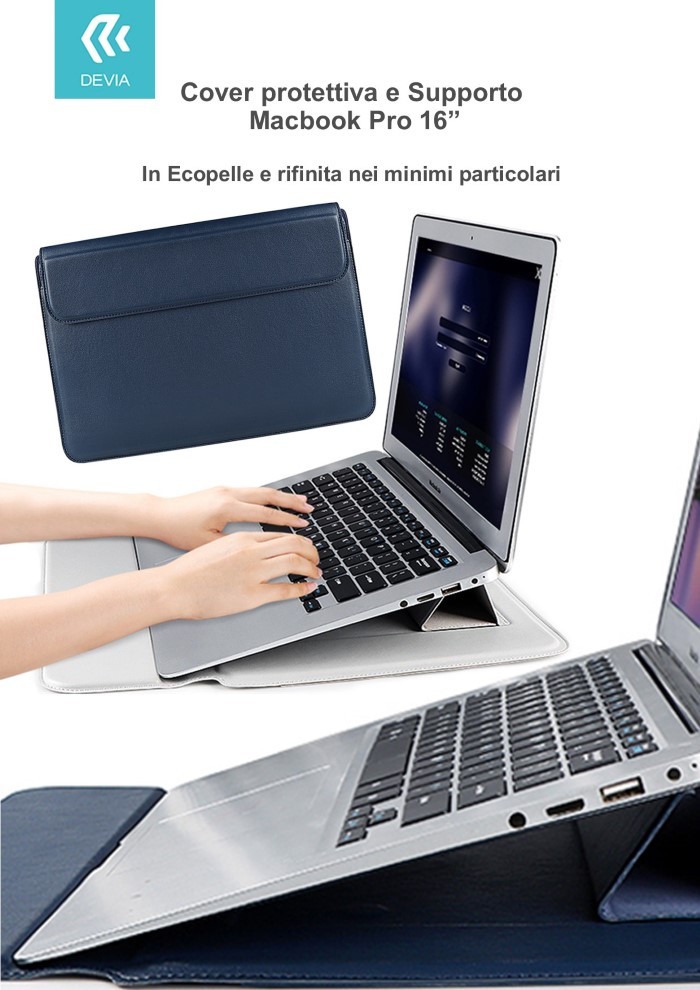 [DEMK16372A] Cover protettiva per Macbook Pro 16'' con Supporto Blu