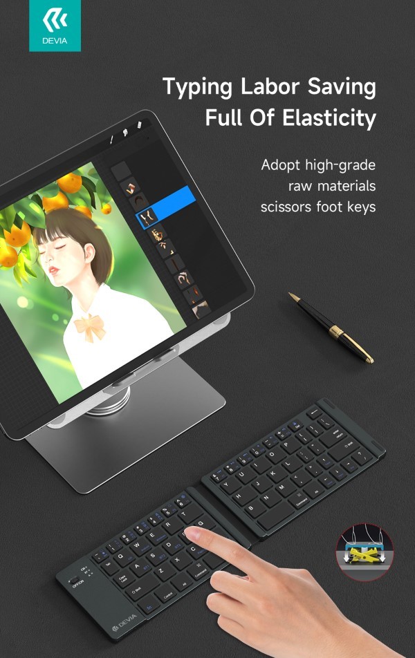 [DEEL193470G] Tastiera bluetooth richiudibile Compatibile Microsoft, Android, Apple