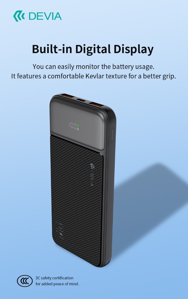 [DEPB22F547B] Power bank completamente compatibile 22,5 W con display digitale 10000 mAh Nero