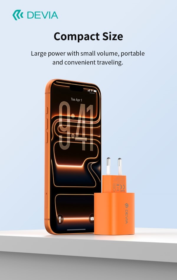 [DECH60W597O] Ultra6 GaN Fast Charger PD 40W / EU 60W – USB-C Ricarica Rapida Arancione