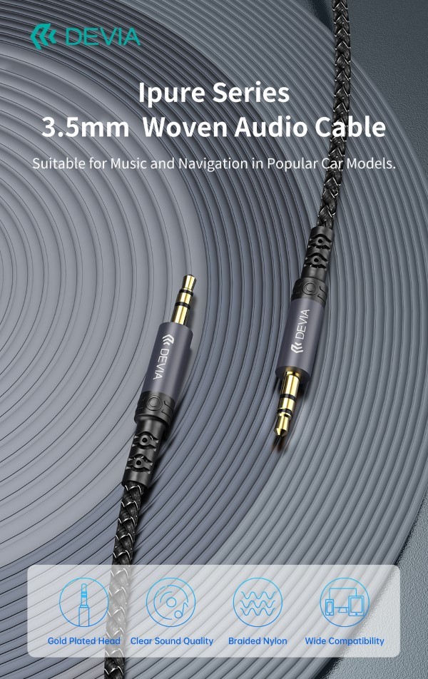 [DEIP35G936] Cavo Audio Jack dorati 3,5 a 3,5 mm 1 Metro nero