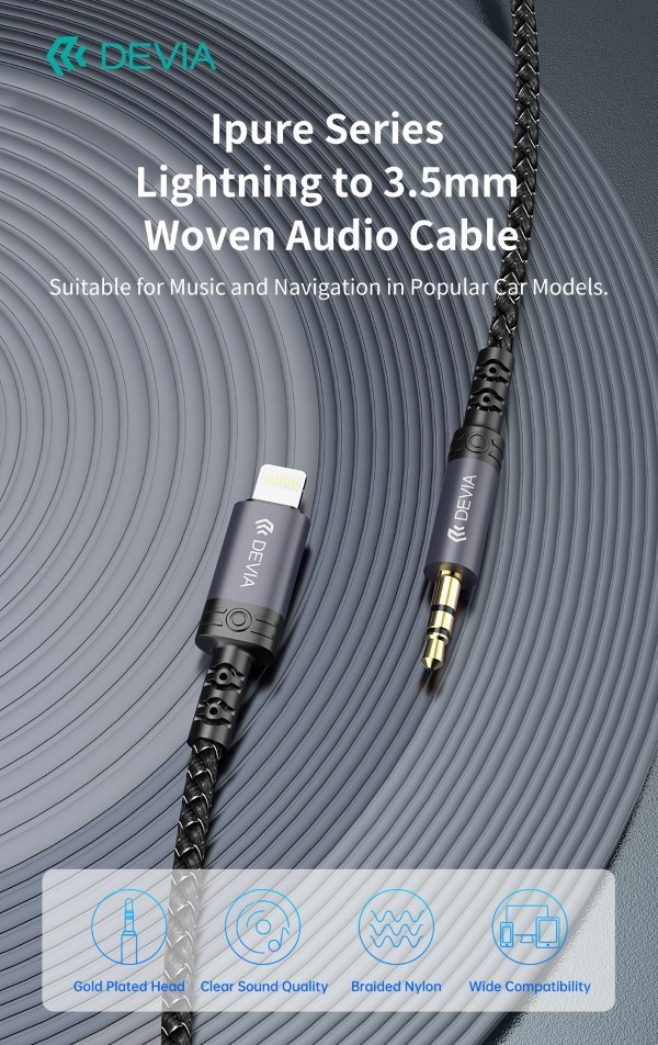 Cavo Audio da Lightning a Jack 3.5mm lunghezza 1 mt