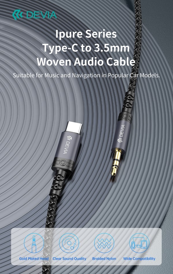 Cavo Audio da Tipo-C a Jack 3.5mm lunghezza 1 mt