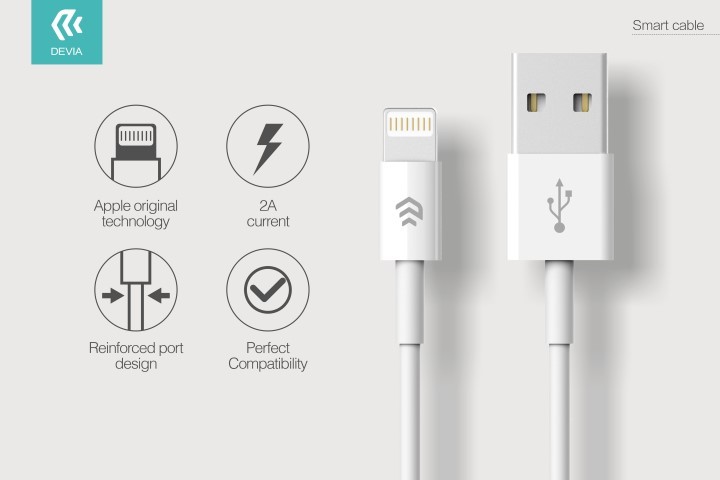 Cavo Dati Carica  USB Lightning iPhone e iPad IOS 1 metro Bianco