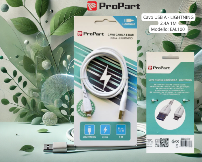 Cavo Lightning Apple 5V 2.4A 1mt Carica e dati Bianco